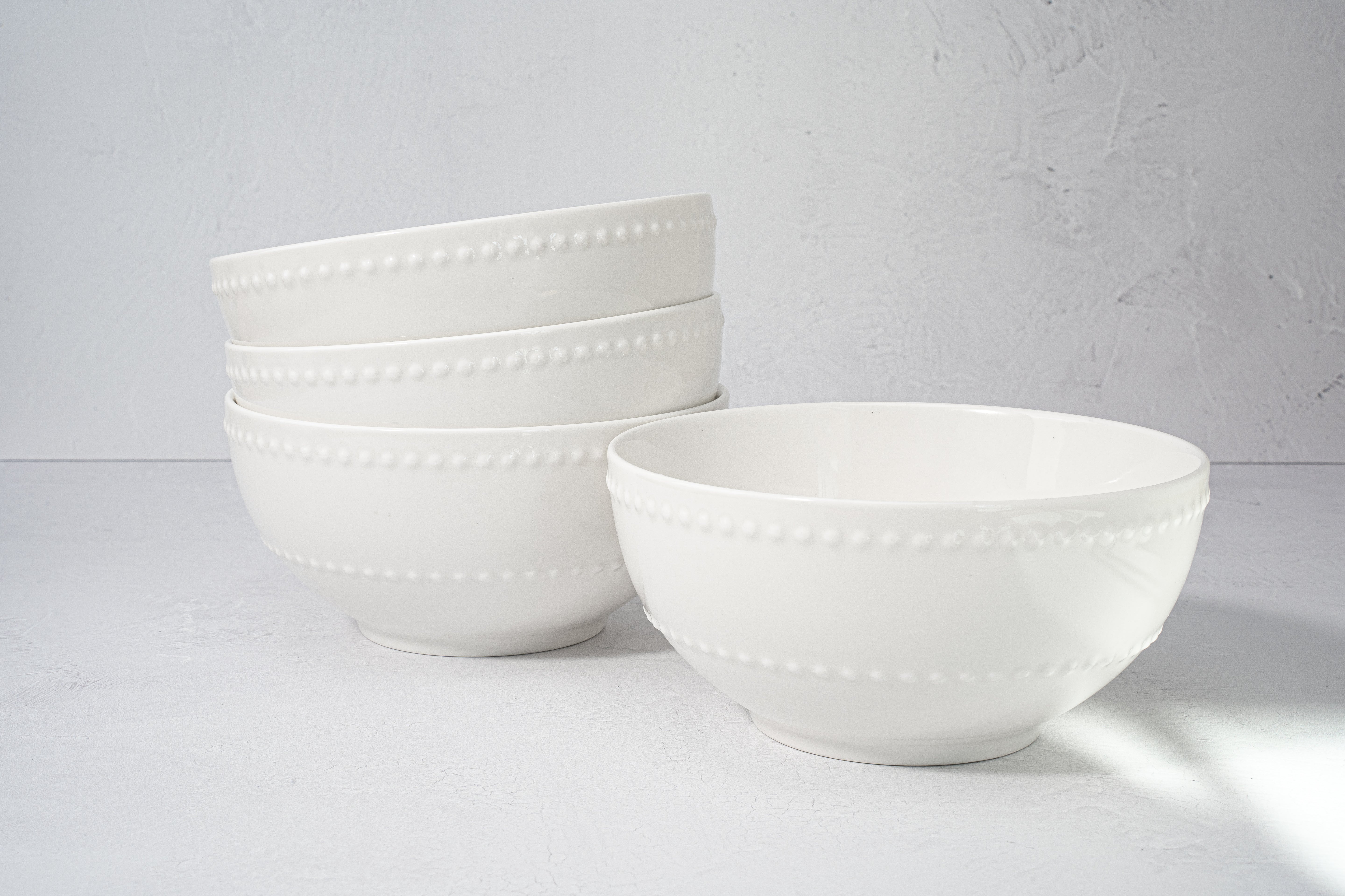 Santorini Collection - Bone China 12 Piece Dinnerware Set (Beaded)