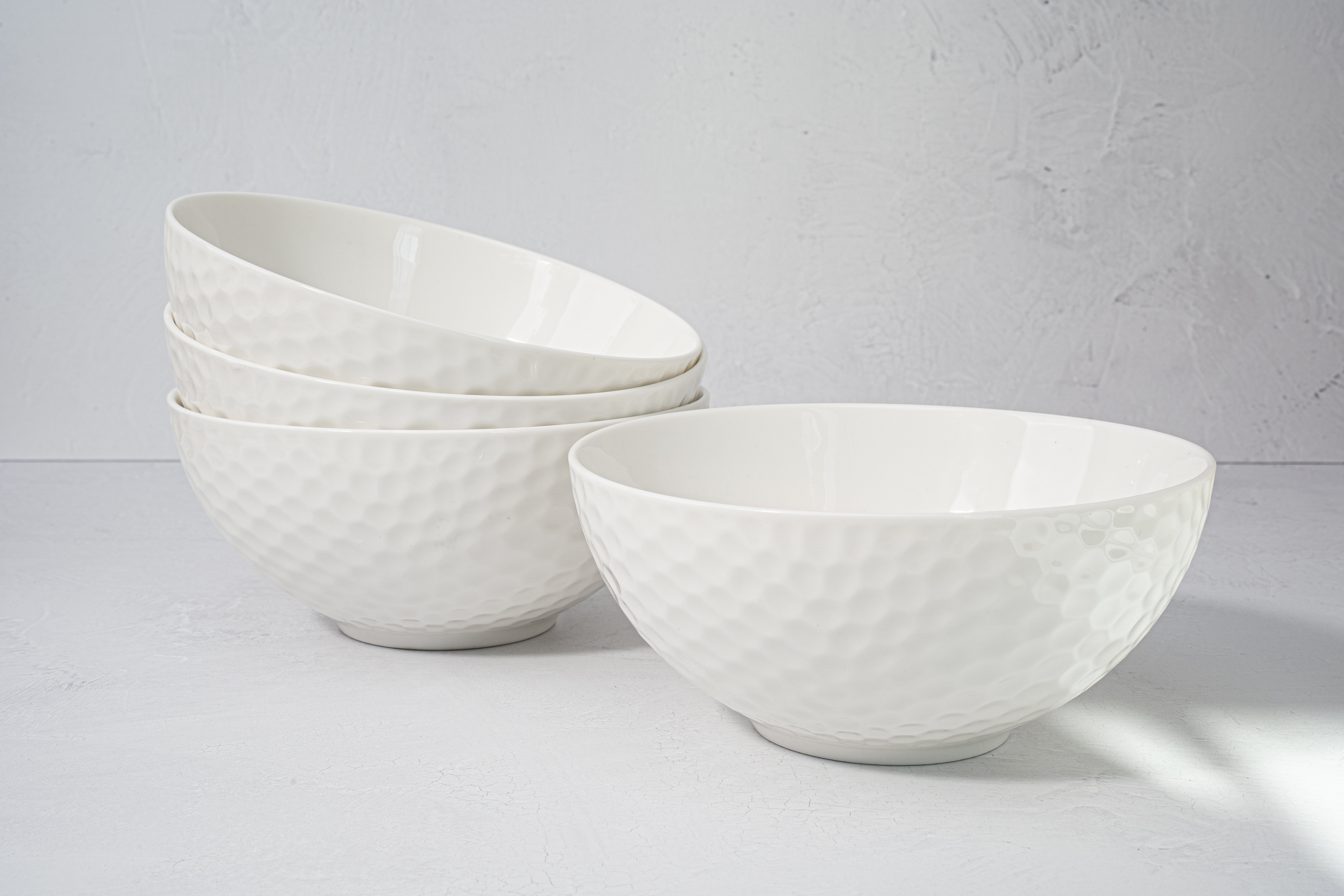 Santorini Collection - Bone China 12 Piece Dinnerware Set (Honeycomb)