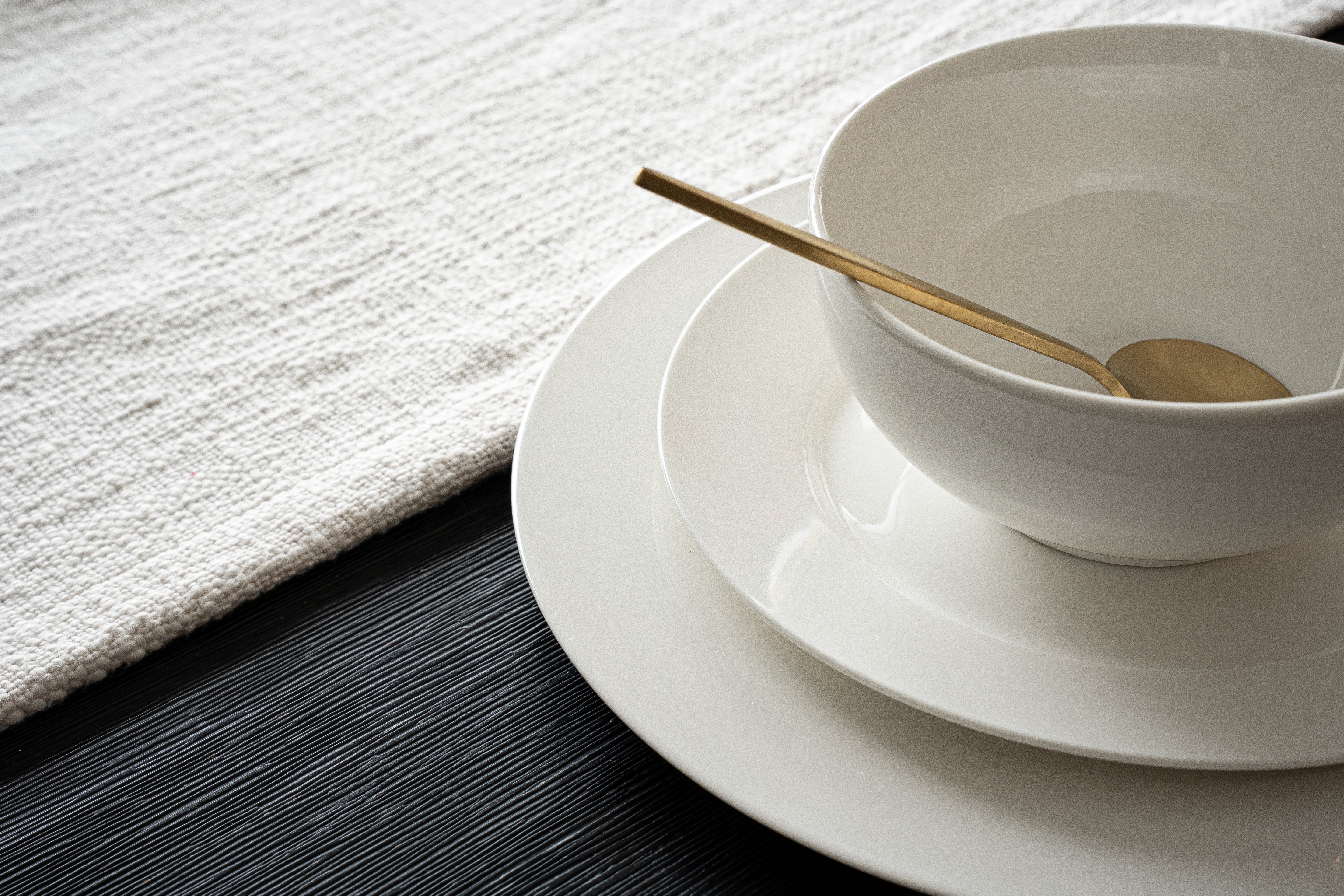 Santorini Collection - Bone China 12 Piece Dinnerware Set (Pure)