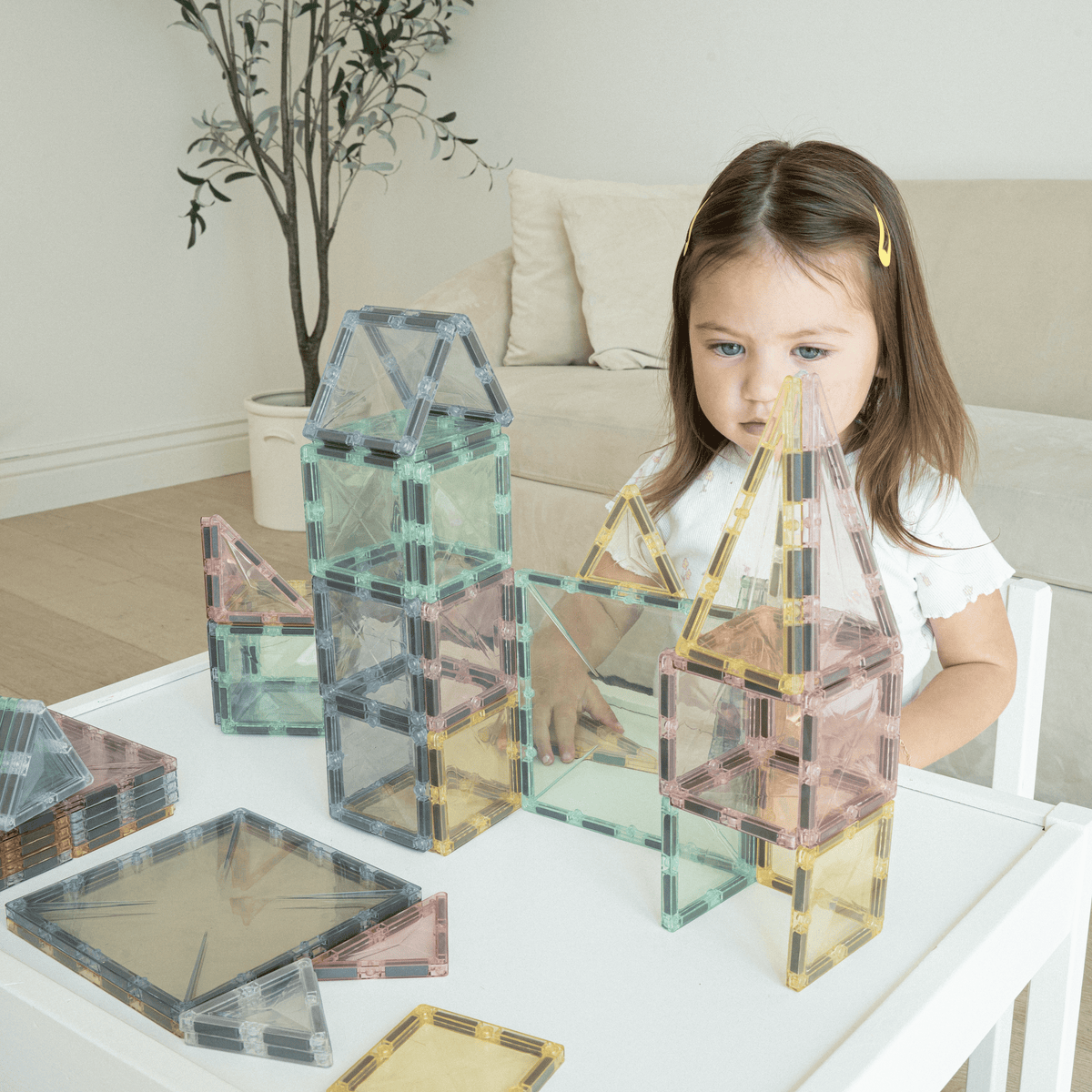 Magnetic Tiles for Kids | Pastel Building Set | Square House
