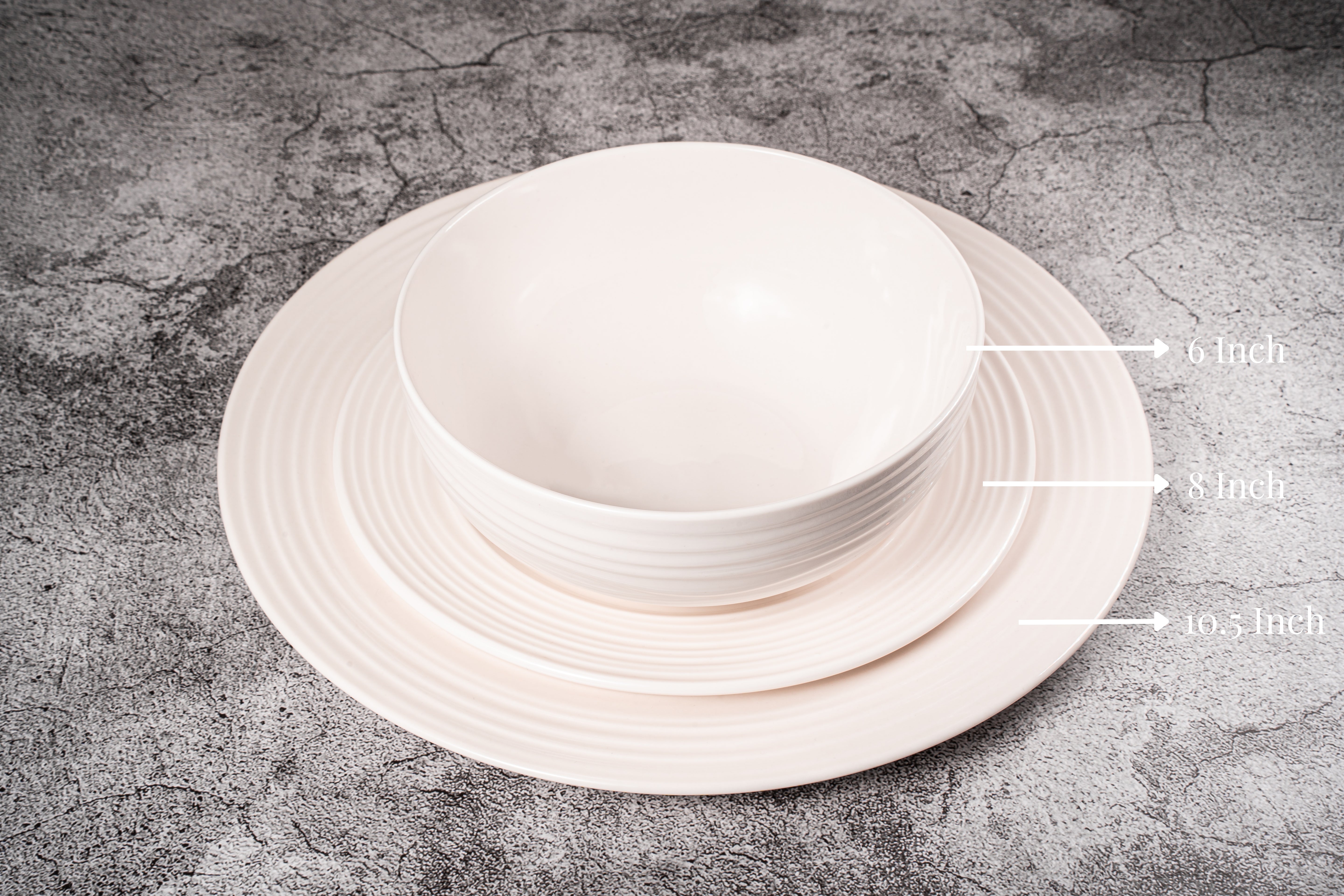Santorini Collection - Bone China 12 Piece Dinnerware Set (Wave)