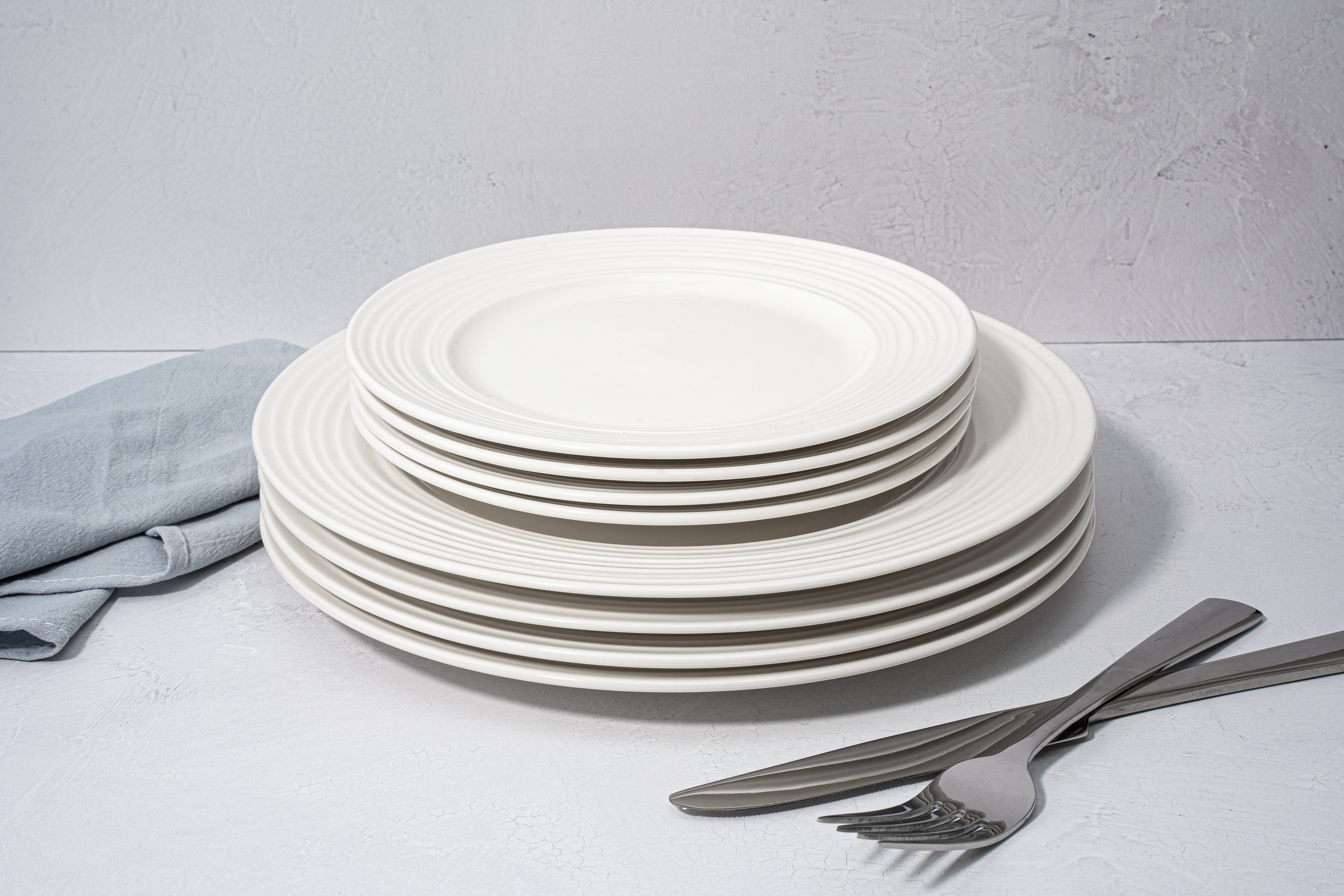 Santorini Collection - Bone China 12 Piece Dinnerware Set (Wave)