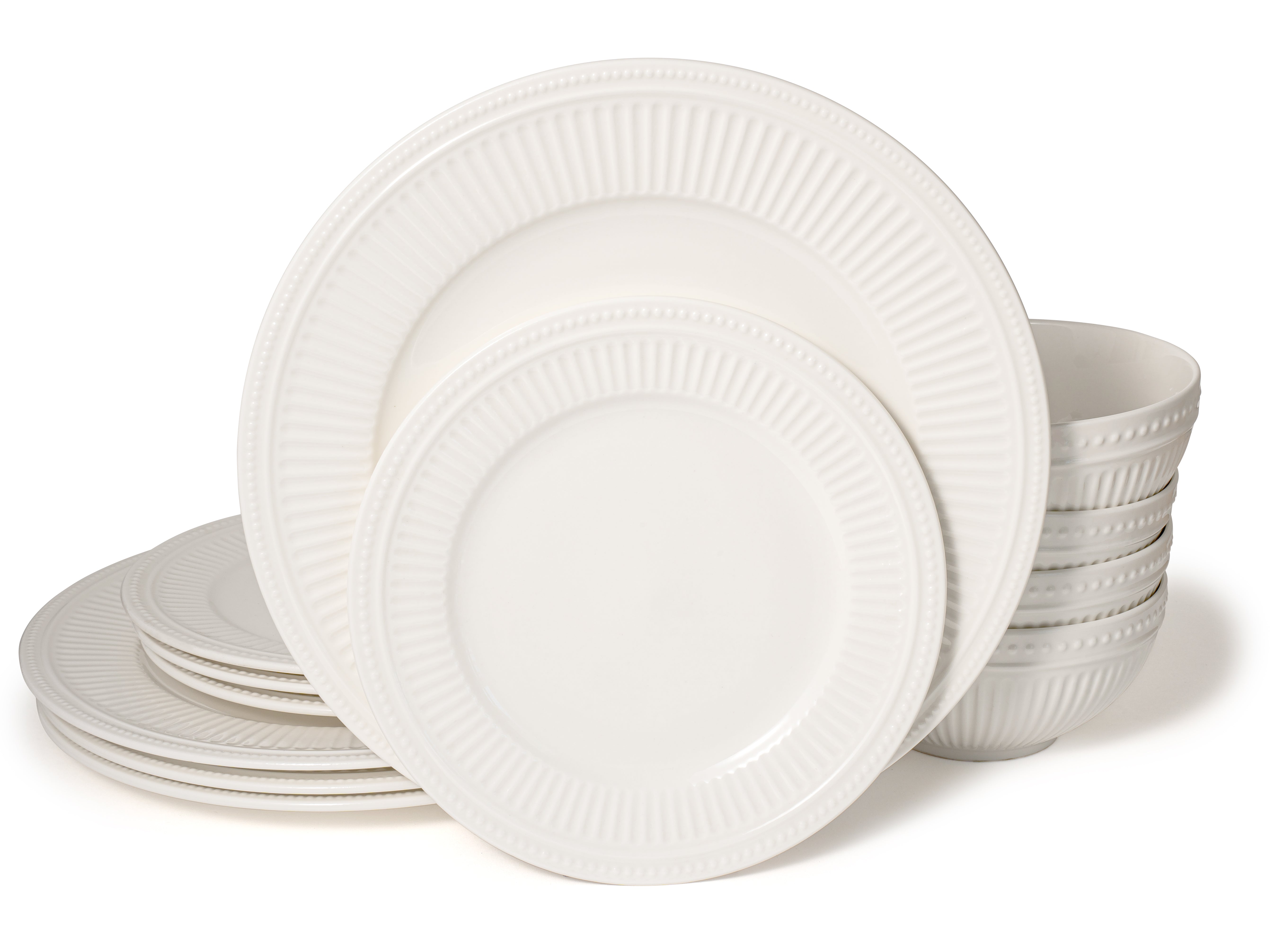 Santorini Collection - New Bone China 12 Piece Dinnerware Set (Bloom)