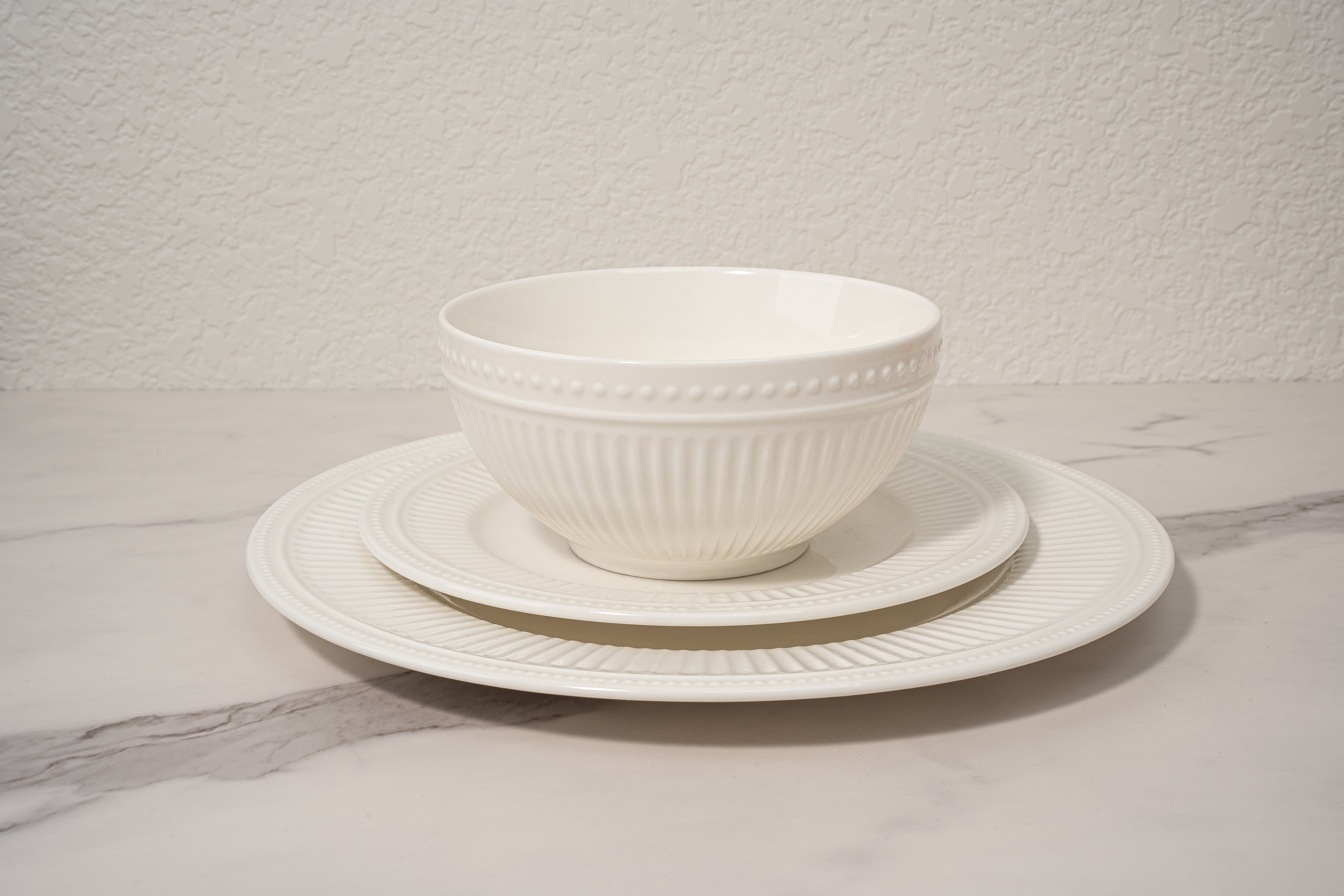 Santorini Collection - New Bone China 12 Piece Dinnerware Set (Bloom)