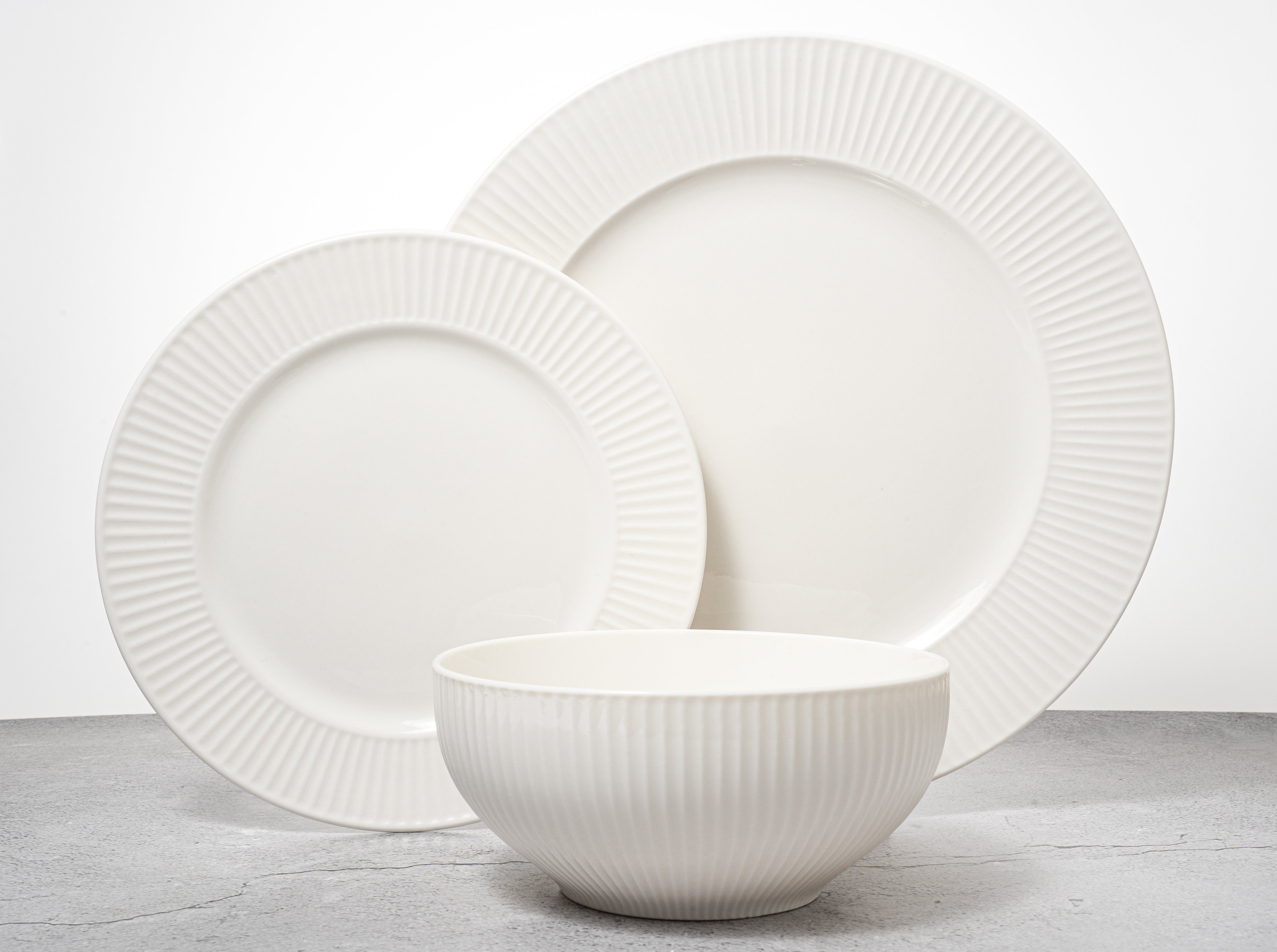 Santorini Collection - New Bone China 12 Piece Dinnerware Set (Sun)