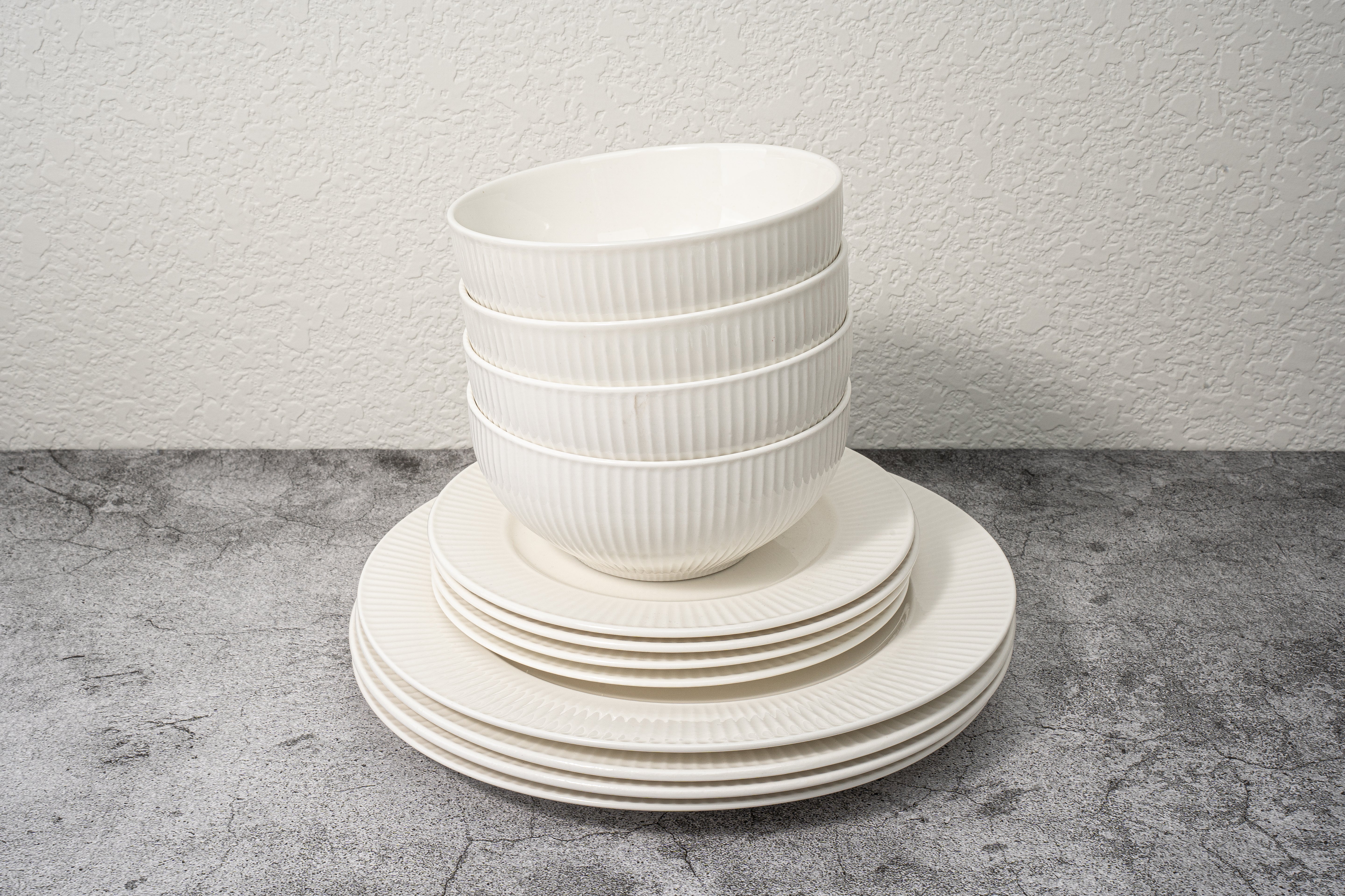 Santorini Collection - New Bone China 12 Piece Dinnerware Set (Sun)