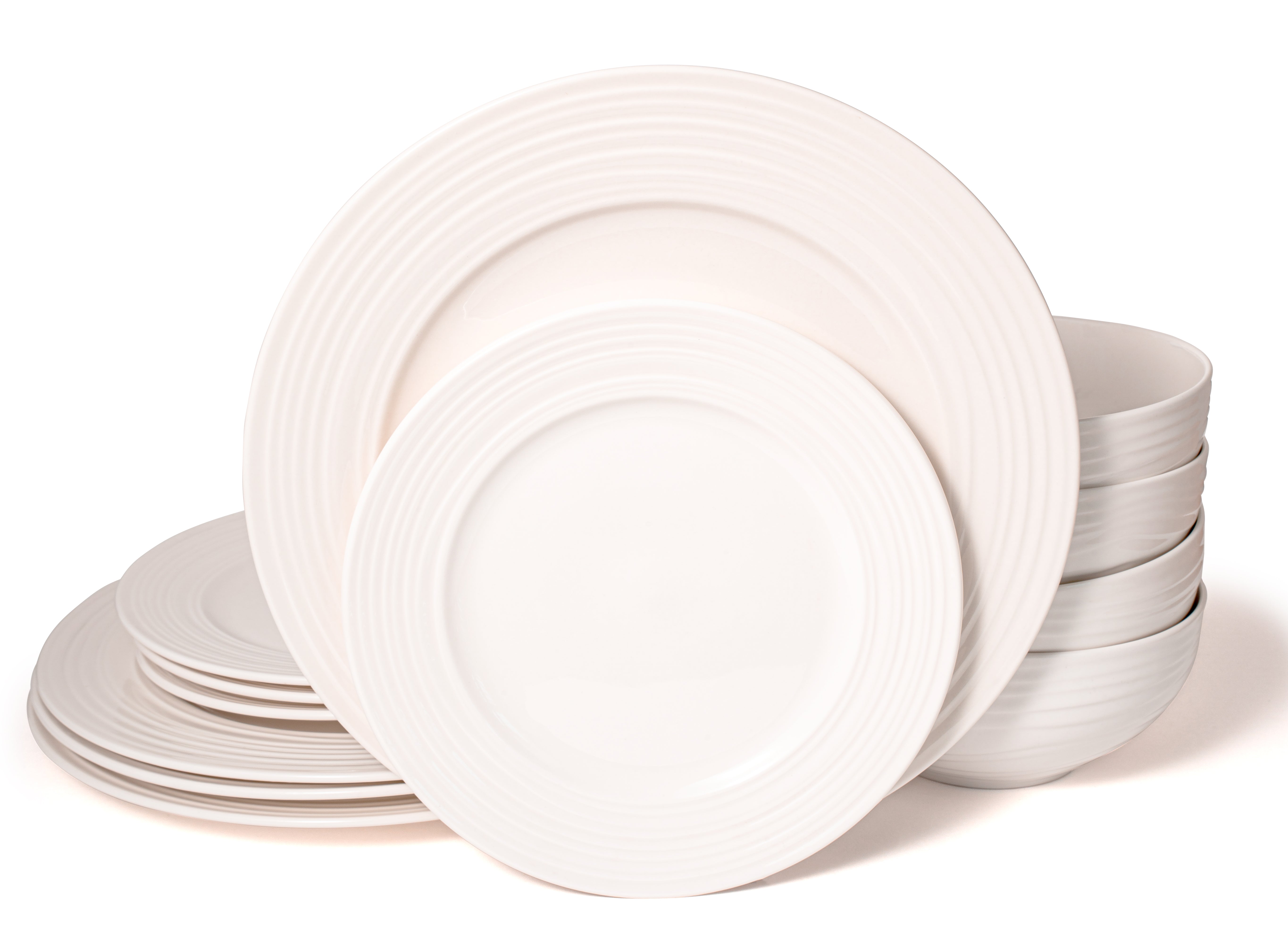 Santorini Collection - New Bone China 12 Piece Dinnerware Set (Wave)