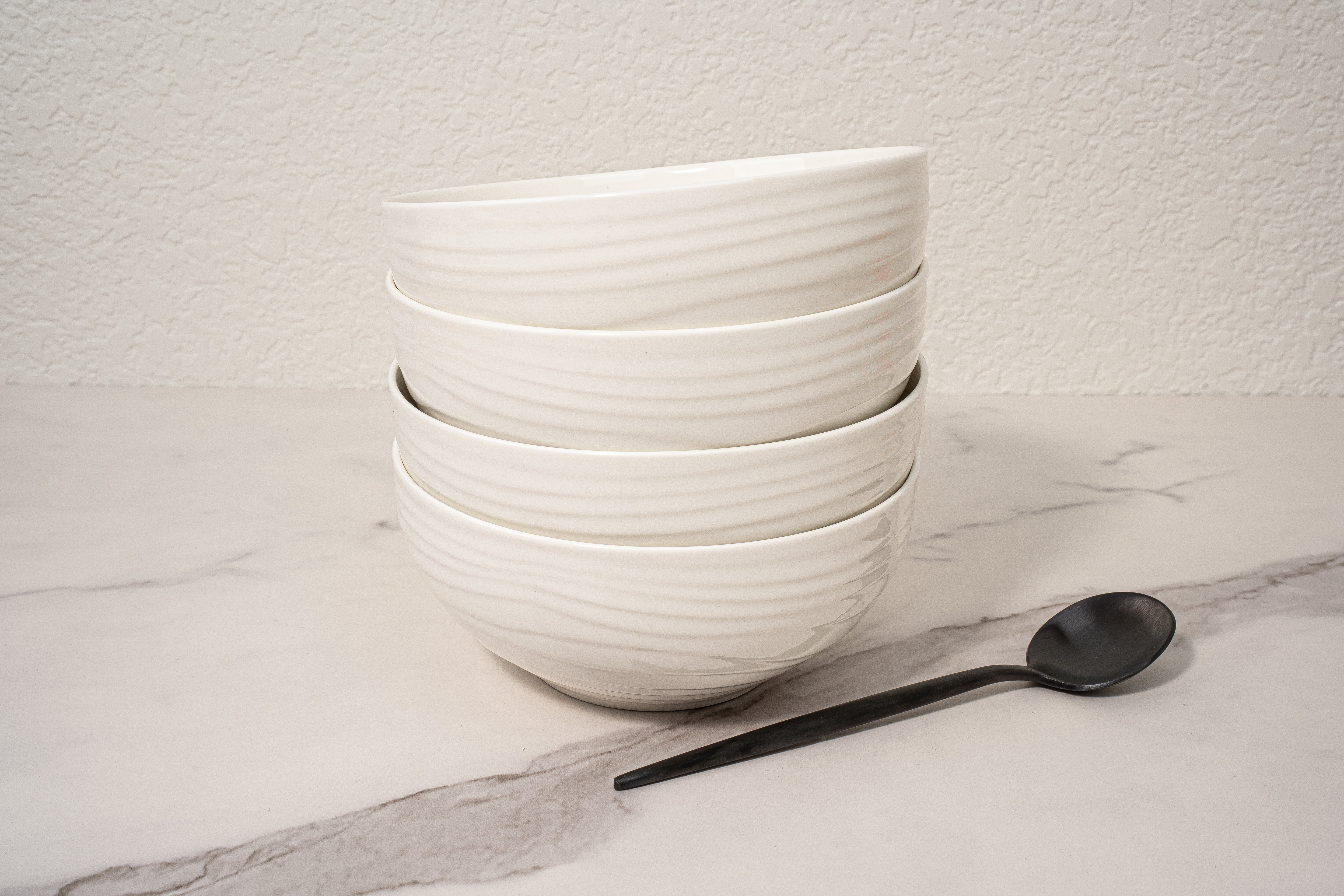 Santorini Collection - New Bone China 12 Piece Dinnerware Set (Wave)