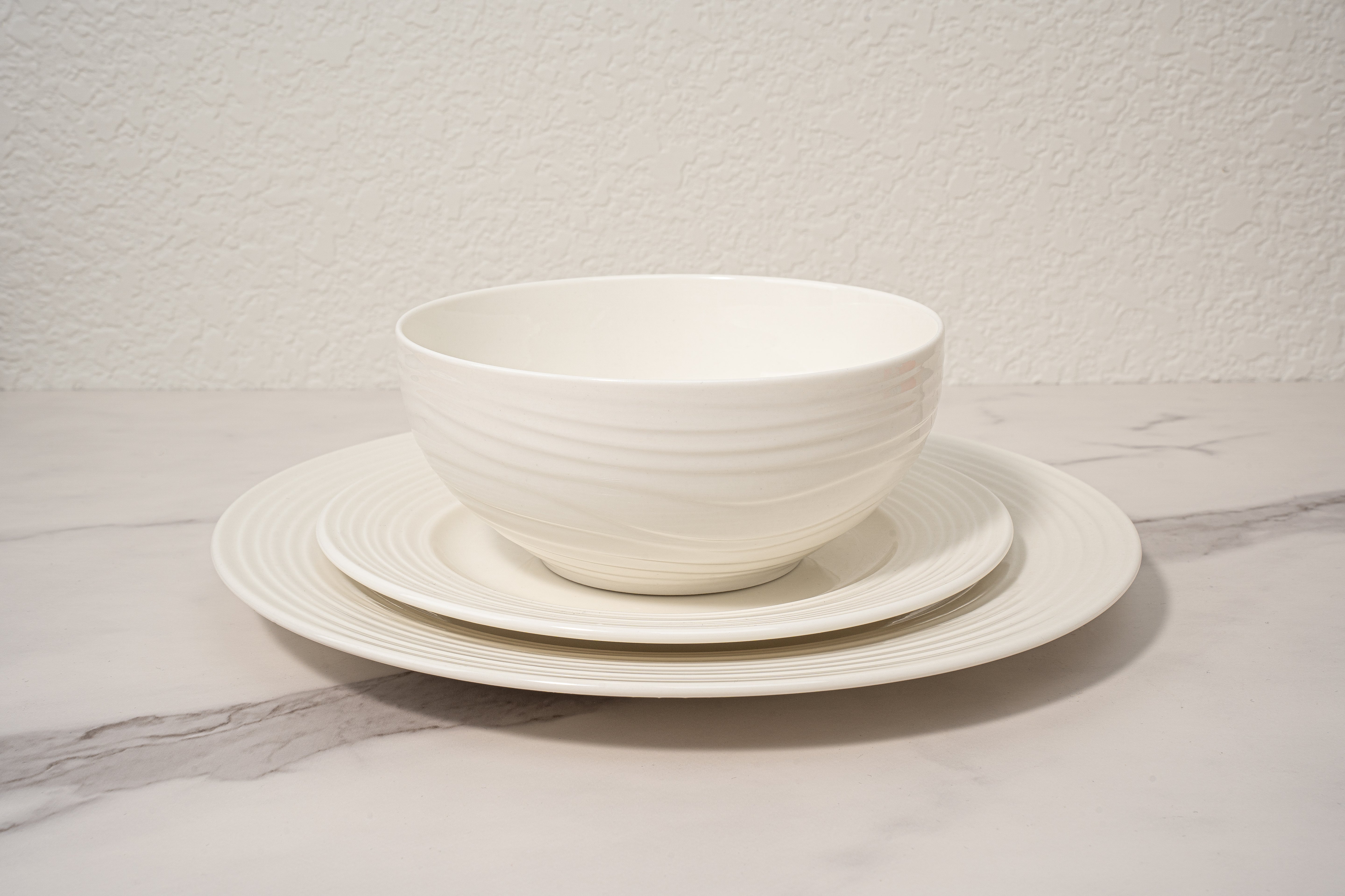 Santorini Collection - New Bone China 12 Piece Dinnerware Set (Wave)